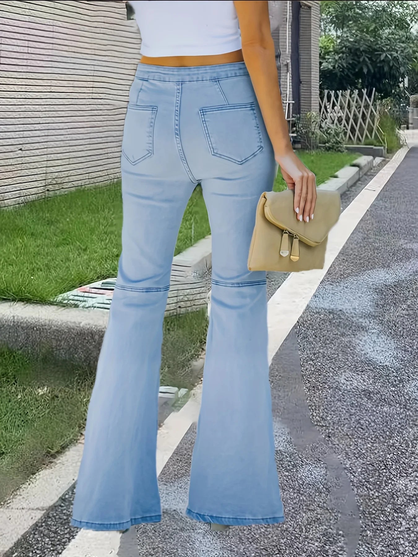 European and American hot girl flared jeans for women, comfortable high stretch, high-waisted slimming and versatile flared pant