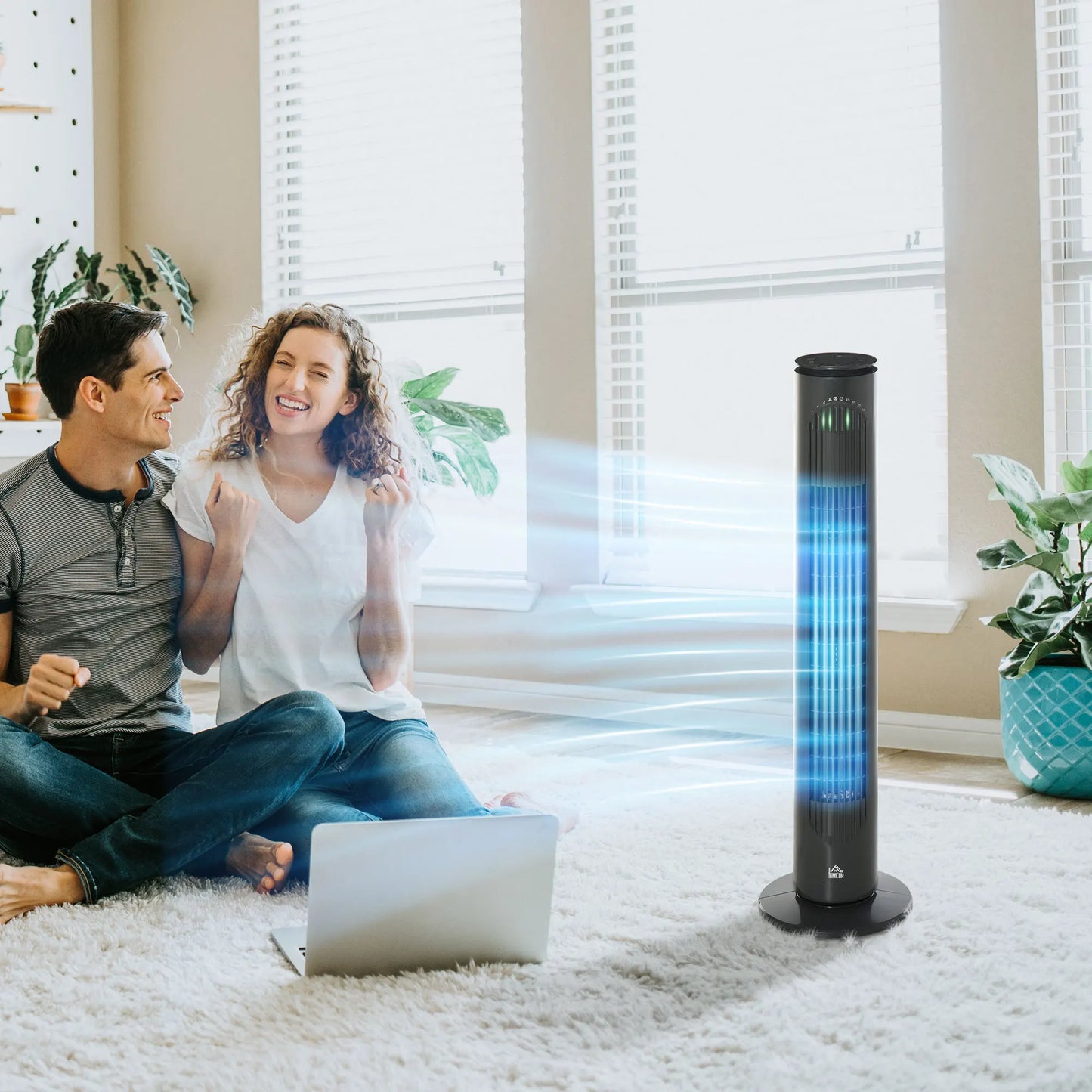 HOMCOM 30 Inch LED Tower Fan 70° Oscillation 3 Speed 3 Mode Remote Controller