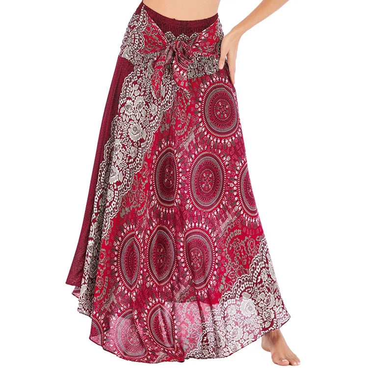 Casual Folk-Custom Printed Skirts Women Fashion Bohemian Long Skirt Streetwear Beachwear Woman Clothing Faldas Mujer Jupe Femme