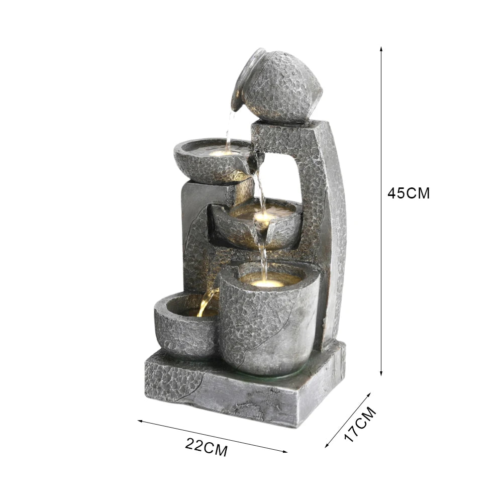 Cascade Solar-powered Water Fountain for Outdoors Gardens, Patios and Balconies