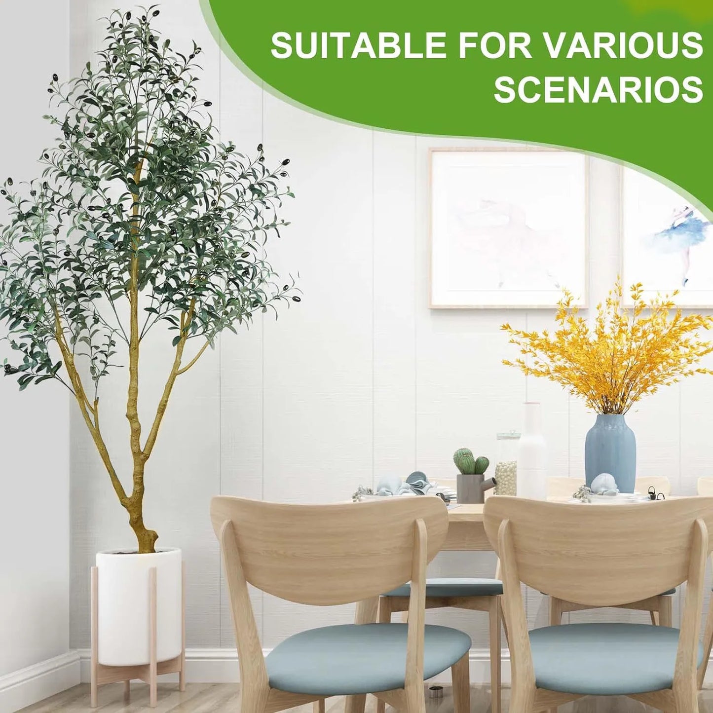Artificial Olive Tree Fake Plant,Faux Olive Tree with Realistic Leaves and Fruits Olive Trees Artificial Indoor for Home Office