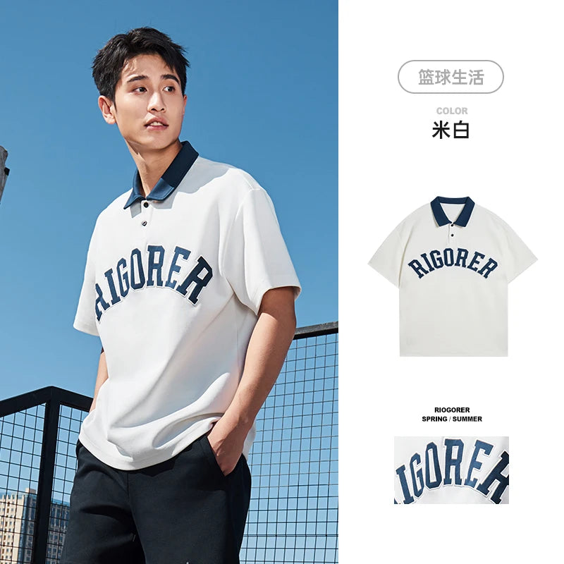 RIGORER Sports Polo Shirt Short Sleeve Men Casual Pullover T-shirt Summer New Style Lapel Top Z124212002