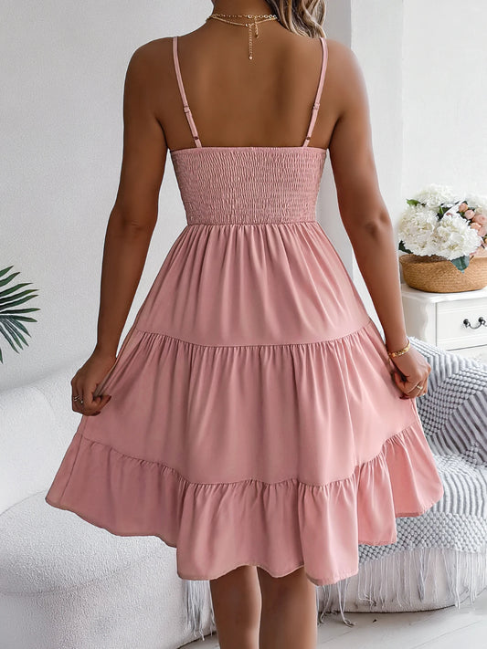 Casual Vacation Ruffled Camisole Dress Spring Summer Women's Solid Dresses for Women