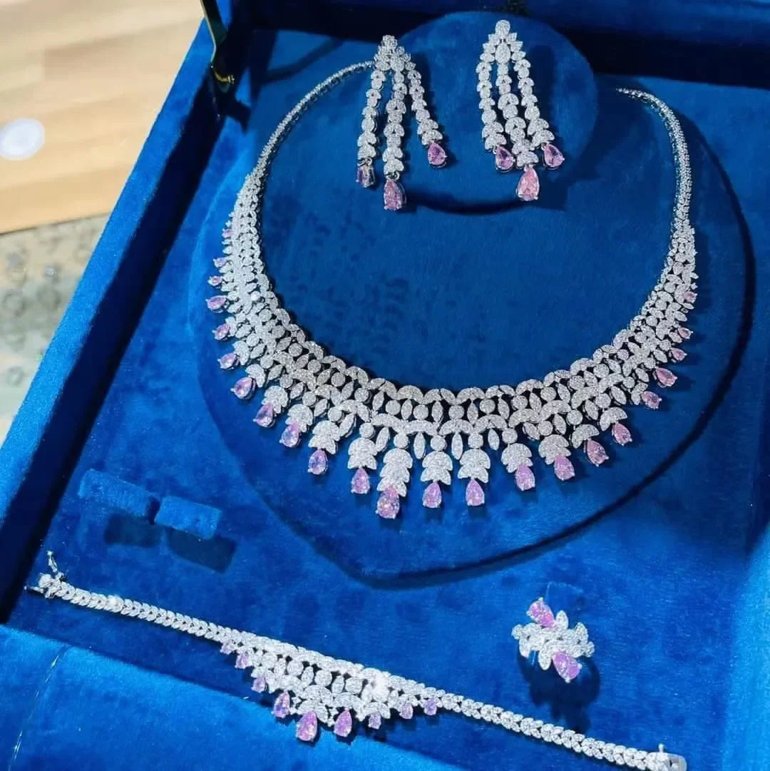 New Fashion Dubai Jewelry Cubic Zirconia Bridal Set Wedding Party Accessories Design