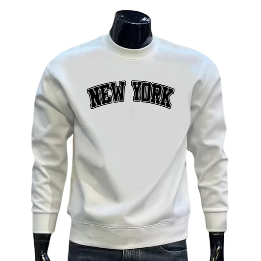 New York Fashion O-neck Hoodies for Men High Grade Casual Longsleeve Pullover Male Spring Autumn Comfortable Keep Warm Sweater
