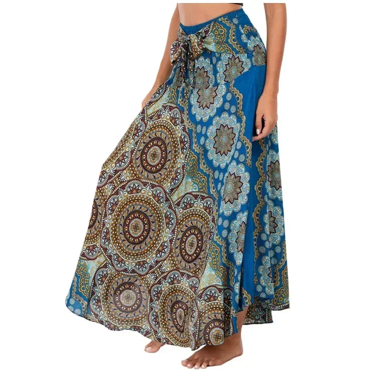 Casual Folk-Custom Printed Skirts Women Fashion Bohemian Long Skirt Streetwear Beachwear Woman Clothing Faldas Mujer Jupe Femme