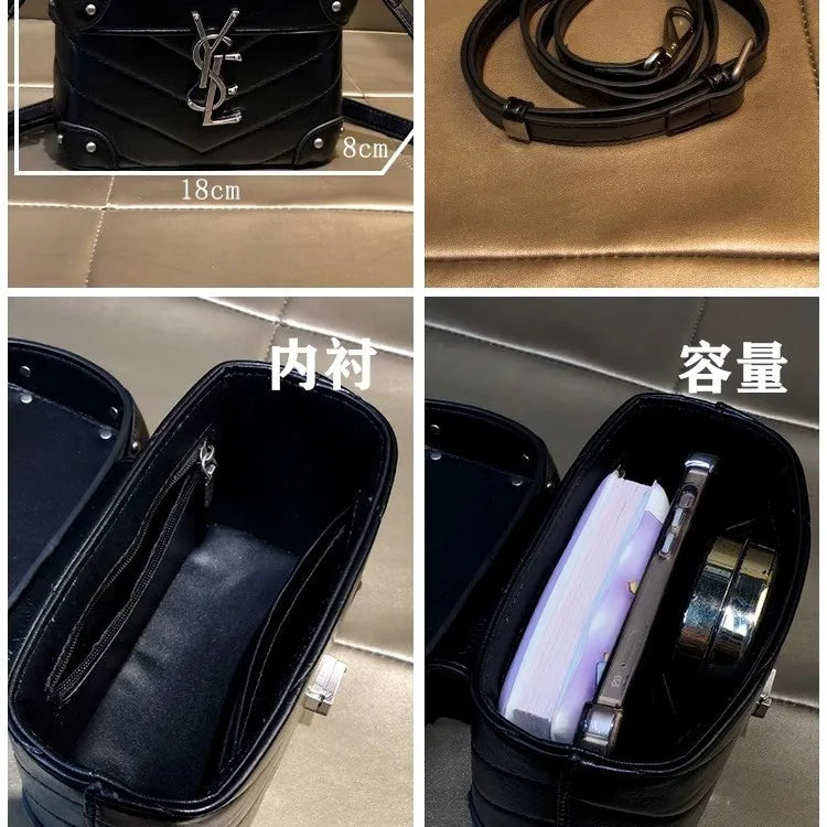 Exquisite women's high-end texture niche box bag, women's fashionable temperament handbag, single shoulder crossbody bag