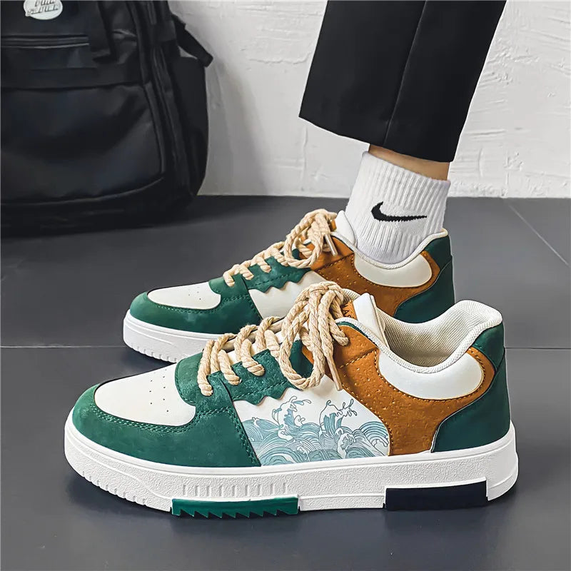 New Brand Men Leather Low-Top Skateboarding Shoes Men's Sneakers Male Flats Non-Slip Sport Shoe Zapatillas Hombre Mens Footwear