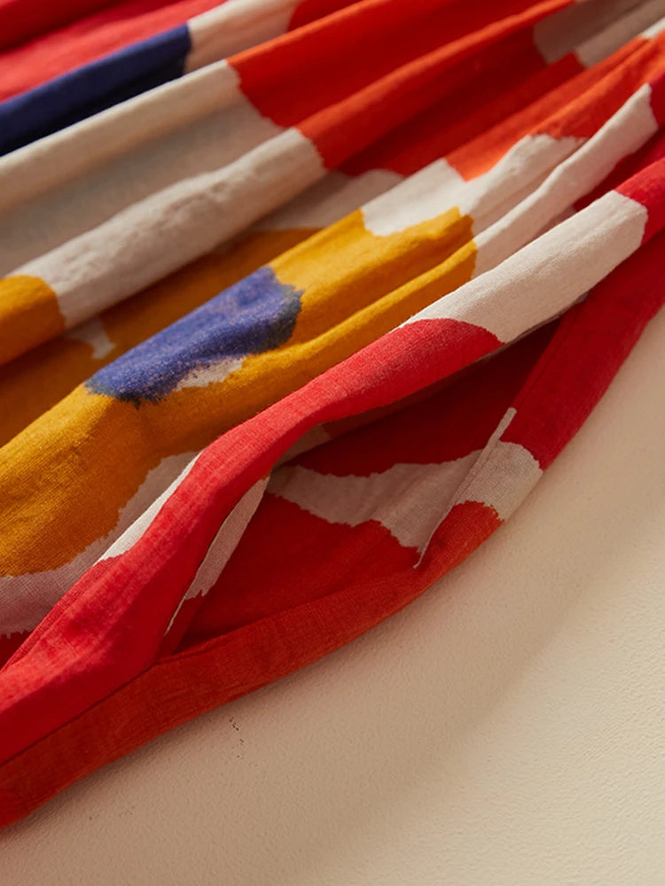 Plus Size Boho Beach Floral Cotton Summer Dress for Women