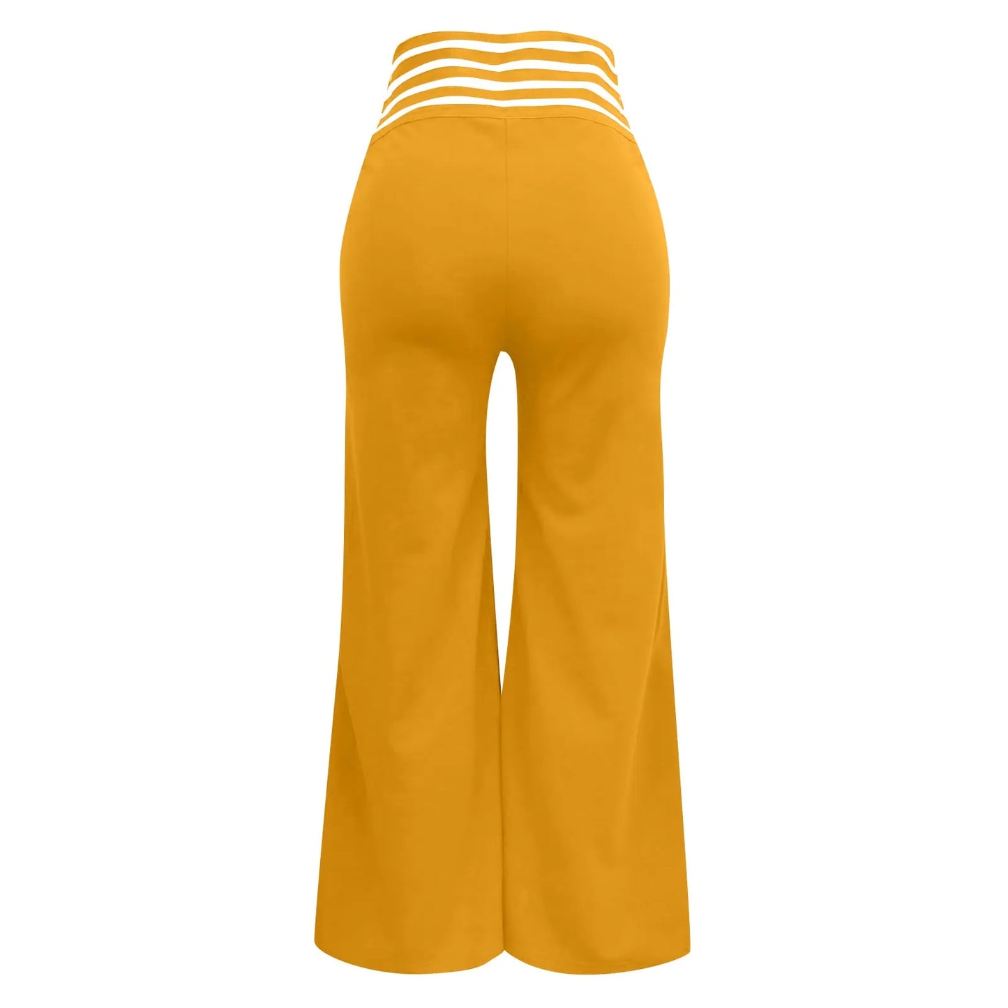Summer Wide Leg Hollow Wide Waistband Long Pants Women High Waist Solid Color Wide Leg Flared Trousers Yoga Sport Gym Pants