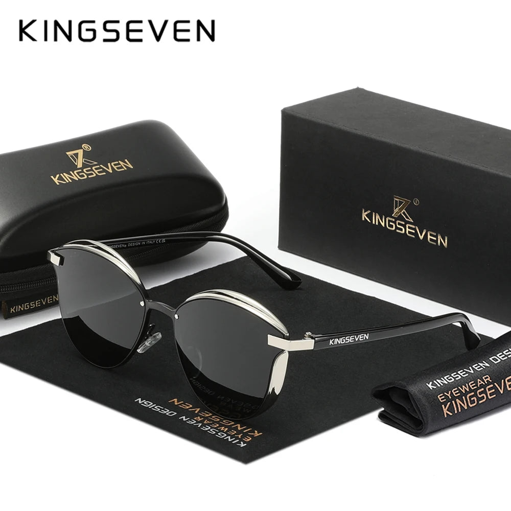 KINGSEVEN Fashion Cat Eye Polarized Sunglasses Women Luxury Ladies Driving Butterfly Glasses Men UV400 Large Frame Eyewear