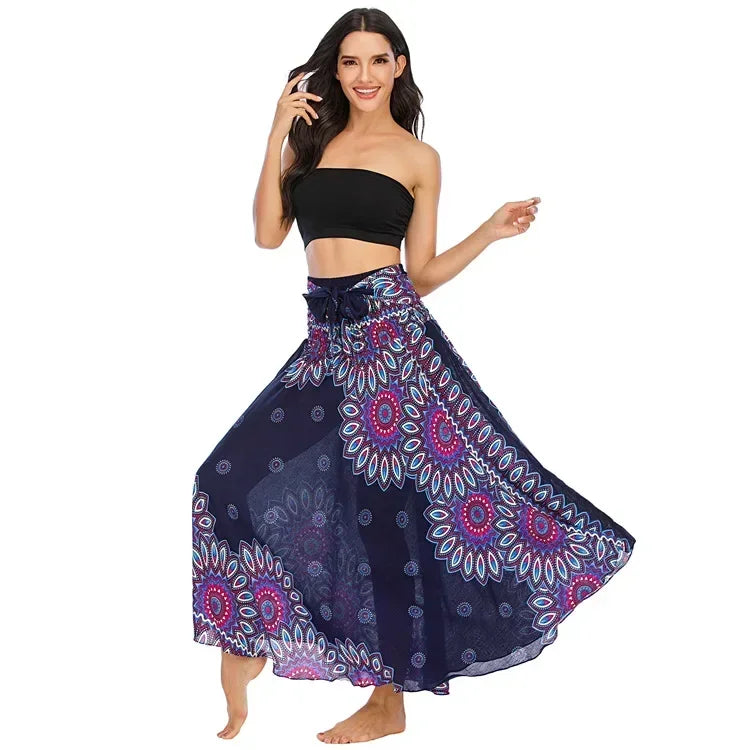 Casual Folk-Custom Printed Skirts Women Fashion Bohemian Long Skirt Streetwear Beachwear Woman Clothing Faldas Mujer Jupe Femme
