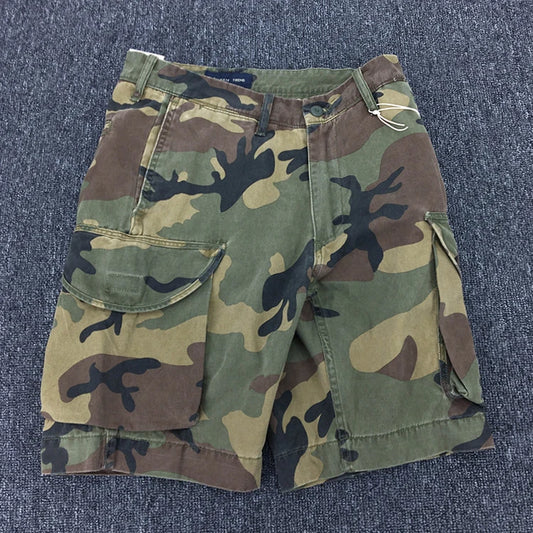 Summer New American Retro Heavyweight Camouflage Cargo Shorts Men's Pure Cotton Washed Loose Multi-pocket Casual 5-point Pants