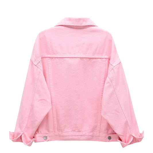 Women's Denim Jacket Single-breasted Lapel Coat Fashion Casual Tops