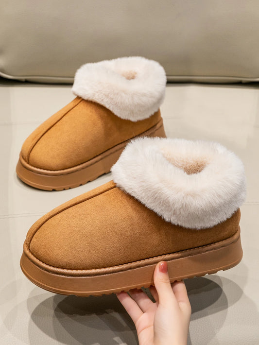 2025 High Quality of Women's Fashion Snow Boots Fluffy Plush Faux Fur Soft Slippers Winter Indoor Comfortable Home men's Shoes