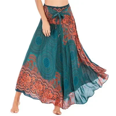 Casual Folk-Custom Printed Skirts Women Fashion Bohemian Long Skirt Streetwear Beachwear Woman Clothing Faldas Mujer Jupe Femme