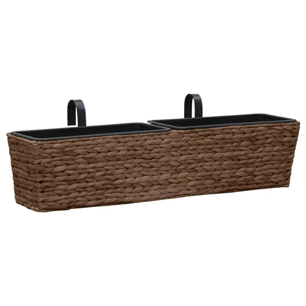 2pcs Brown Water Hyacinth Garden Planters - Eco-Friendly Decorative Pots for Home & Outdoors