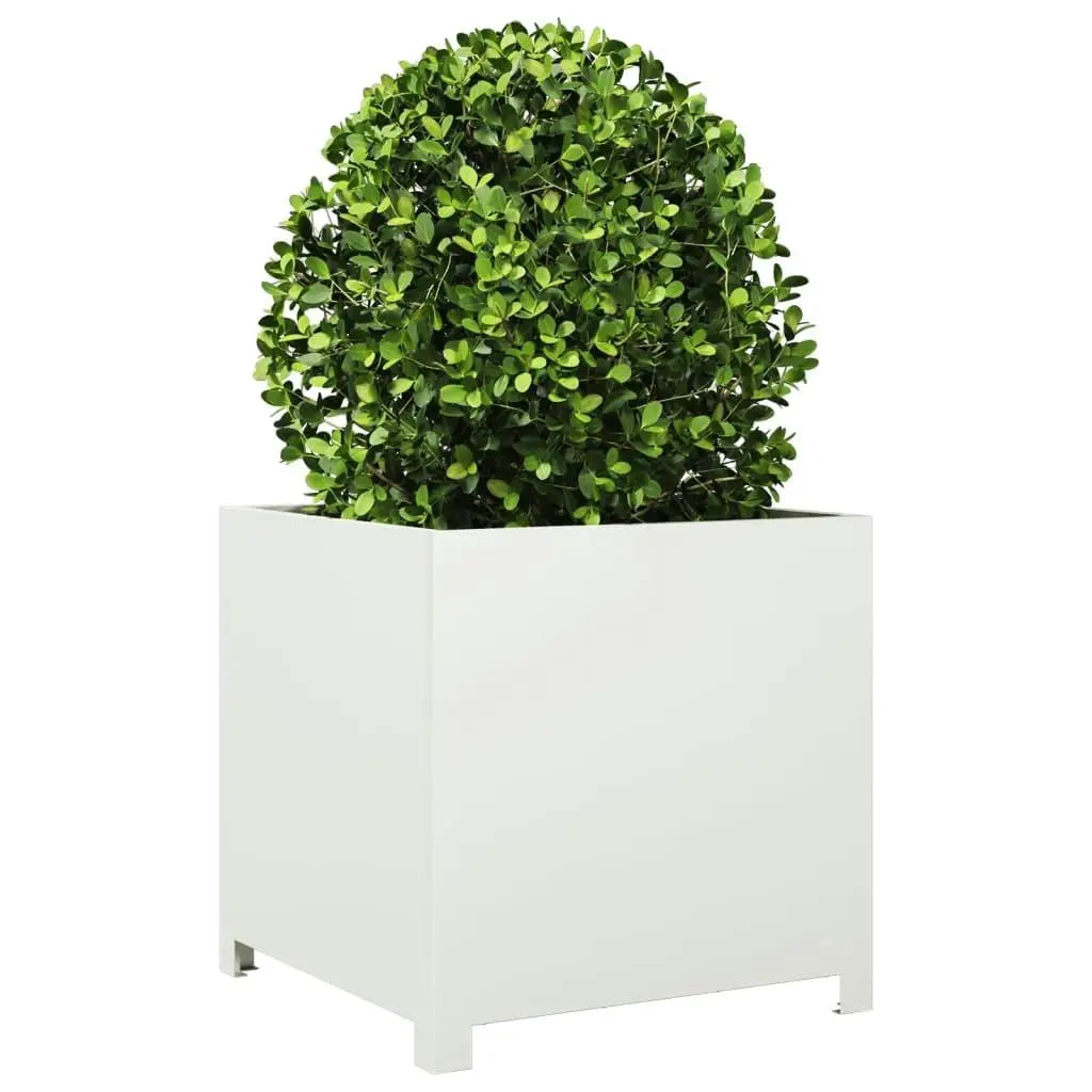 50x50x50 cm White Steel Garden Planter - Durable Outdoor Plant Pot for Flowers & Vegetables