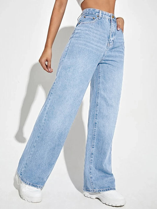 Women's Jeans Pant High Waist Straight Fit Wide Leg Jeans Trouser Pant