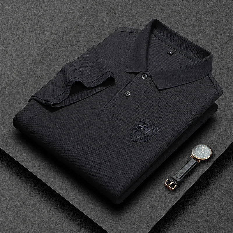 Men's high quality summer new lapel men's short sleeve polo shirt fringe solid color business casual men's polo shirt M-4XL 201