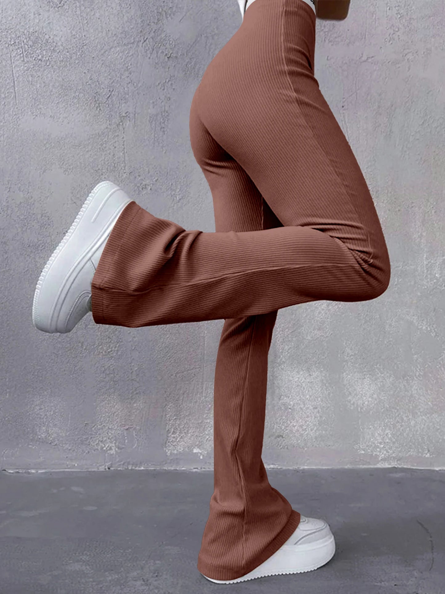 Women's Trousers Webbing Pants High-waisted Slim Casual Ladies Flared Trousers Fashion New Solid Colour Trousers Letter Printing