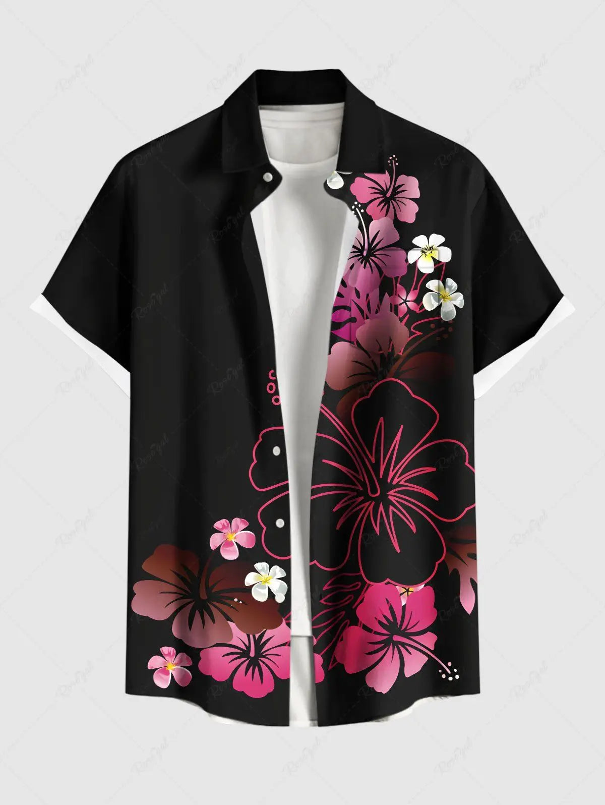 Summer Men's Hawaiian Shirts 3D Printed Short Sleeved Button Down Lapel Shirt