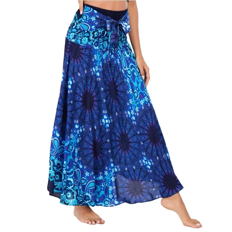 Casual Folk-Custom Printed Skirts Women Fashion Bohemian Long Skirt Streetwear Beachwear Woman Clothing Faldas Mujer Jupe Femme