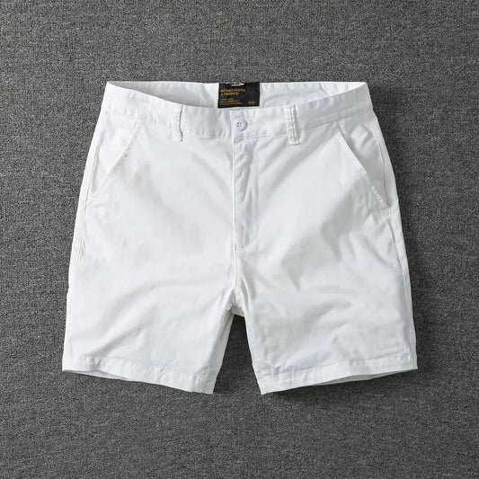 Summer Casual Shorts Pure Cotton Slim Fit Solid Color Stretchy 3/4 Length Trendy Brand Mid Waist Elastic Waist Shorts
