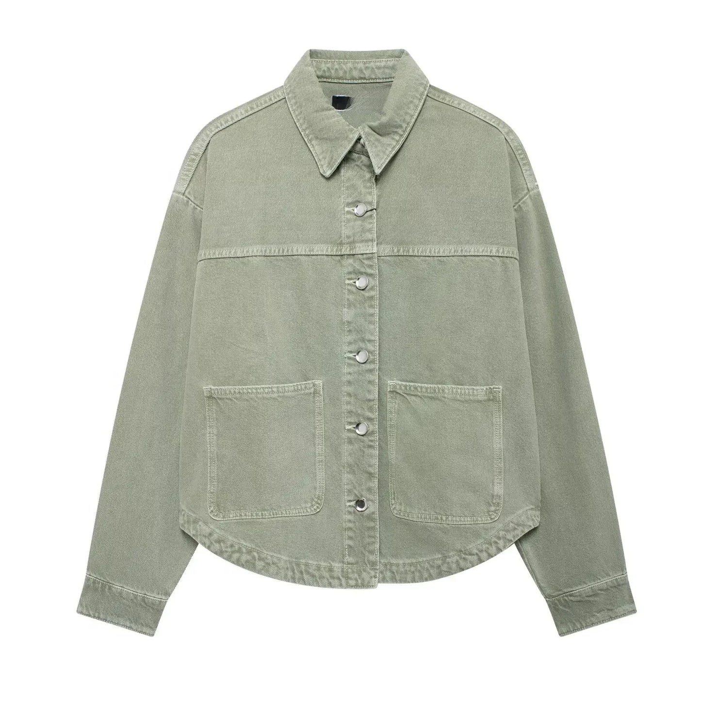 Women Denim Jacket Loose Patchwork Decorated Outerwear Casual Style