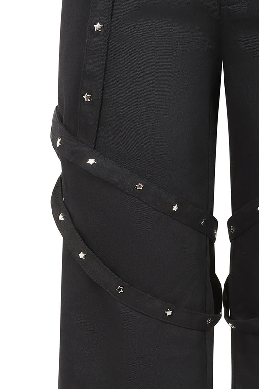 Banned Esmeray Star Studded Harness Trousers in Black
