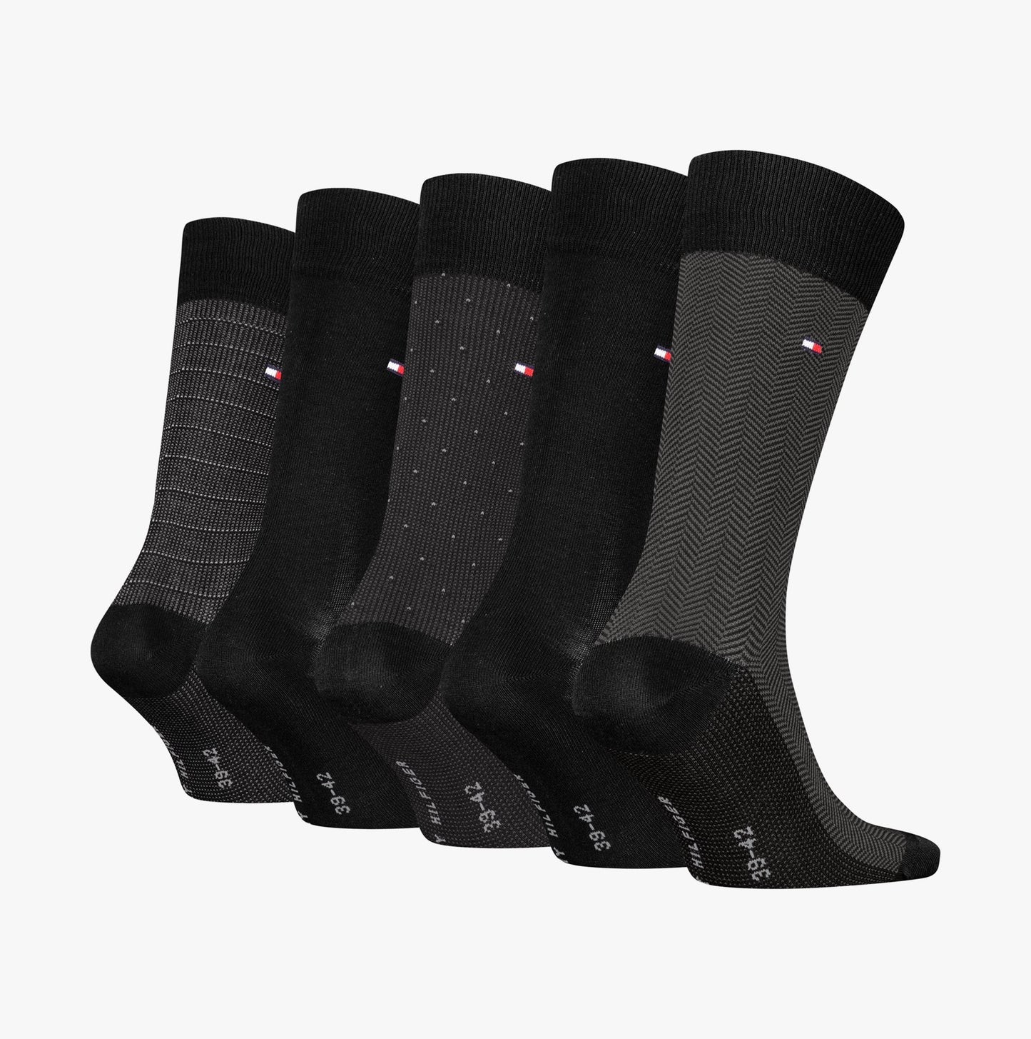 Tommy Hilfiger 5 Pack Giftbox Herringbone Mens Socks Black