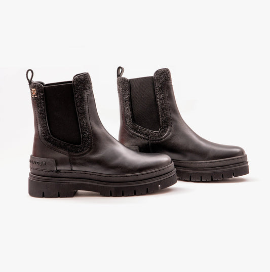 Tommy Hilfiger FEMININE FELT CHELSEAIE Womens Boots Black