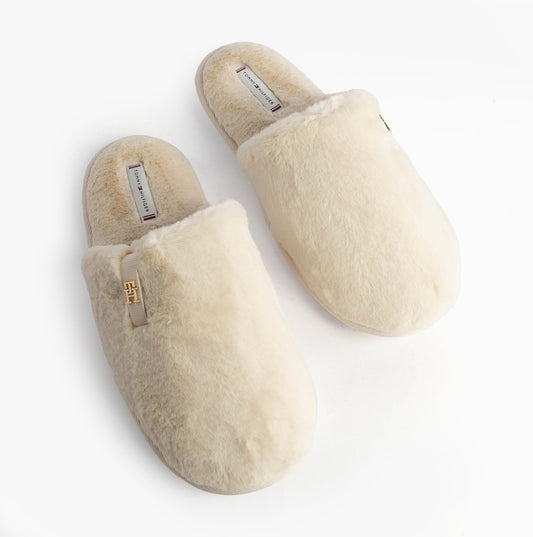 Tommy Hilfiger TH FAUX FUR HOUSE SH Womens Slippers Ancient White