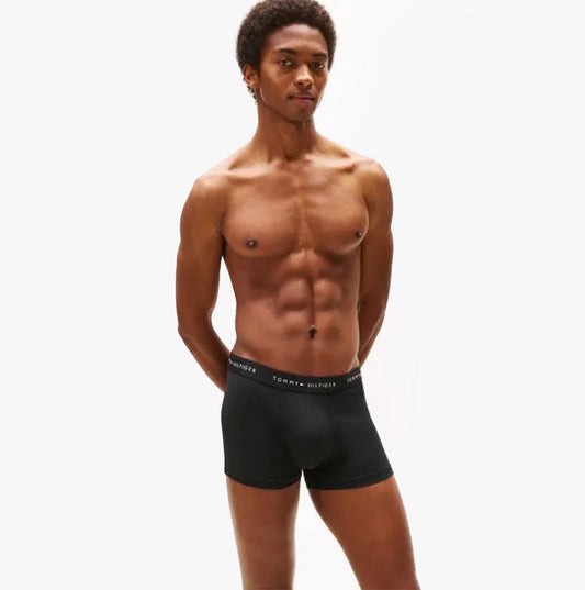 Tommy Hilfiger Mens 3 Pack Signature Microfibre Trunks Black