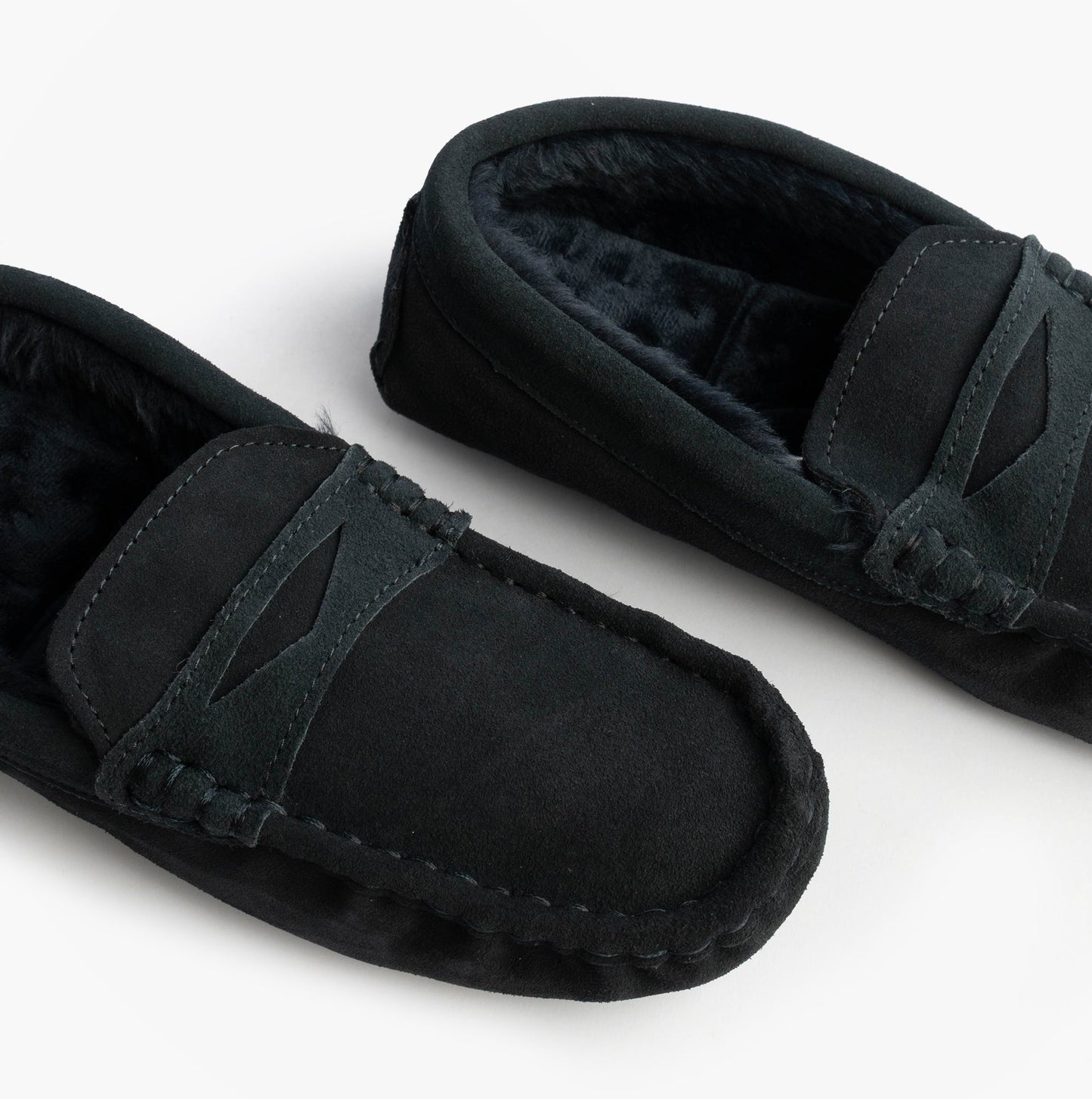 Totes Isotoner SUEDE CLASSIC Moccasin Slippers Mens Navy