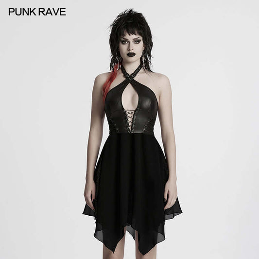 Punk Rave Tirza Punk Halter Neck Dress