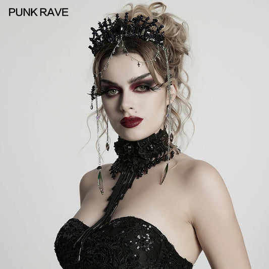 Punk Rave Effie Gorgeous Black Crystal Headband