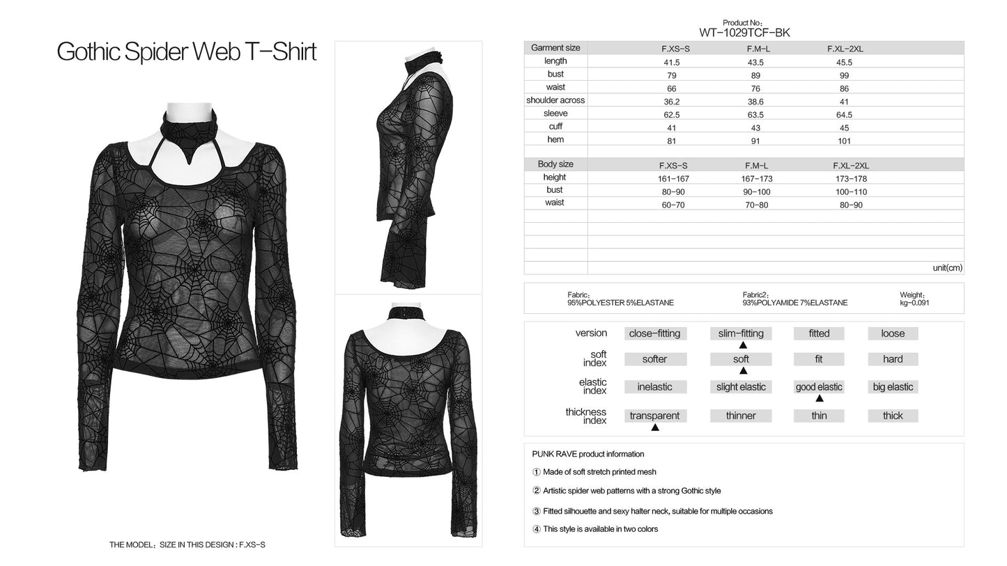 Punk Rave Lilith Gothic Spider Web T-Shirt