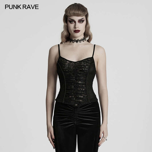 Punk Rave Zerah Fish Scale Mesh and Lace Camisole
