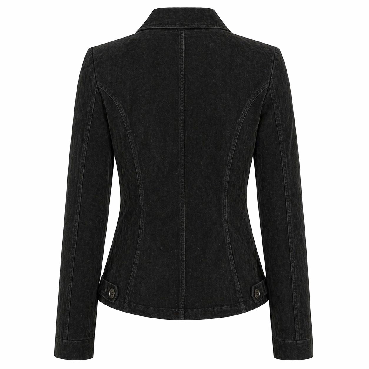 Women's Suede Leather Formal Business Double Breasted Jacket, Notched Lapel Collar | Black