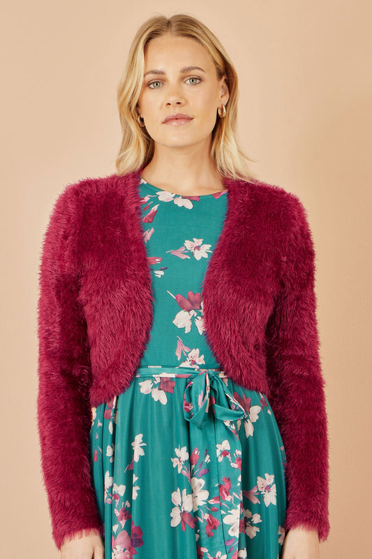 Yumi Burgundy Eyelash Knit Bolero