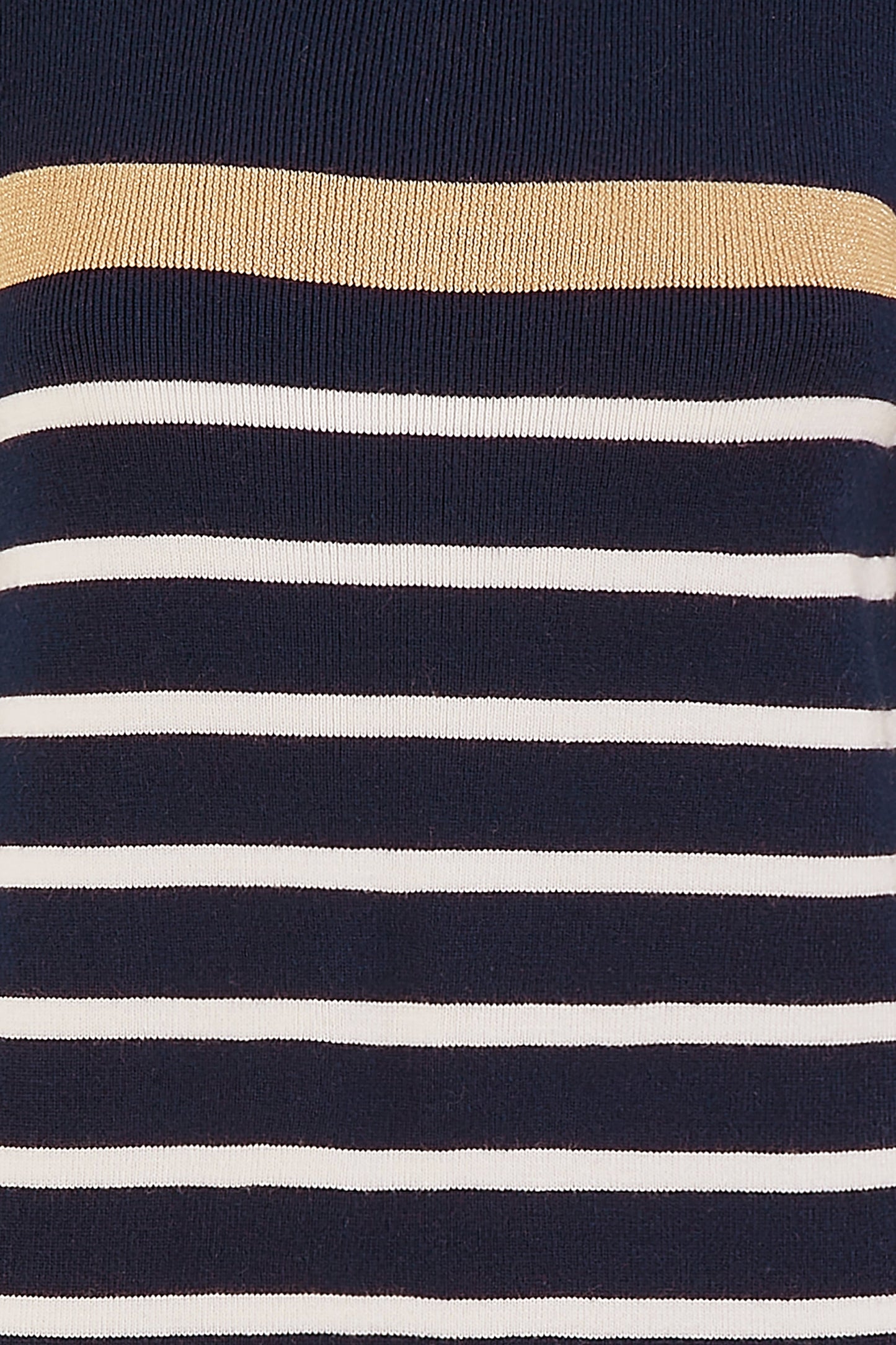 Yumi Navy Striped Knitted Dress With Button Cuff Detail