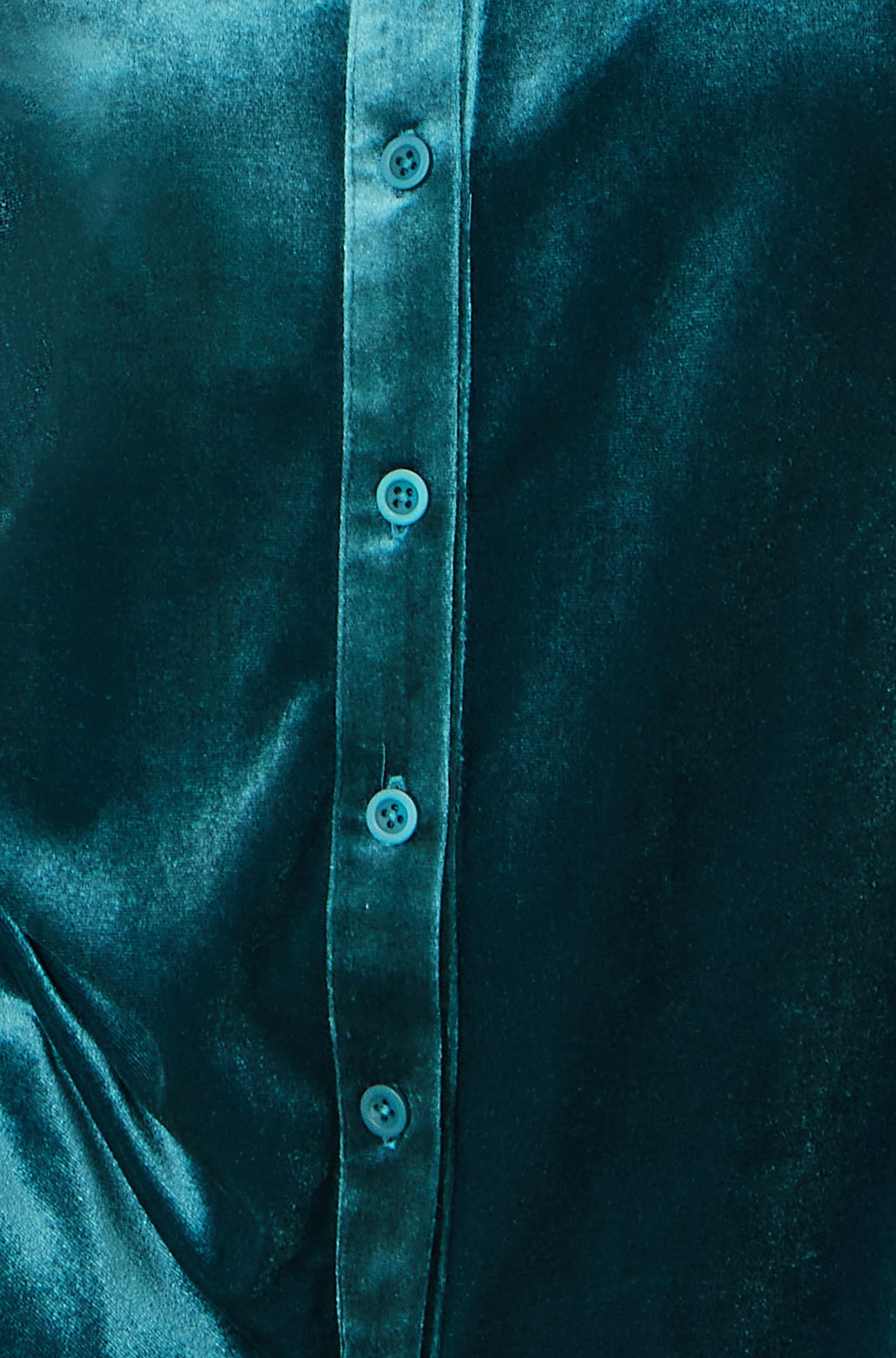 Yumi Teal Velvet Relaxed Fit Shirt