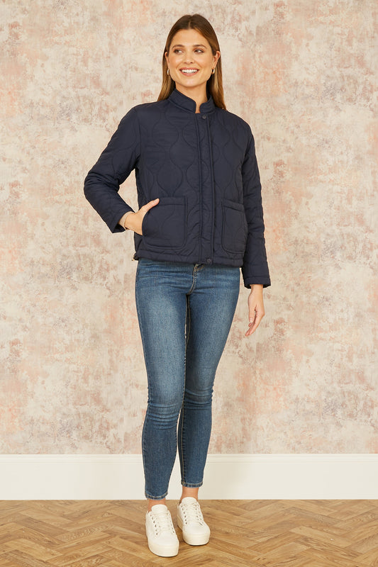 Yumi Navy Short Quilted Jacket