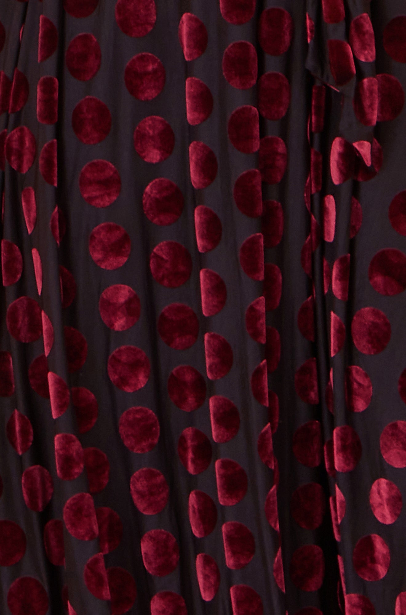 Yumi Burgundy Velour Spot Midi Skater Dress