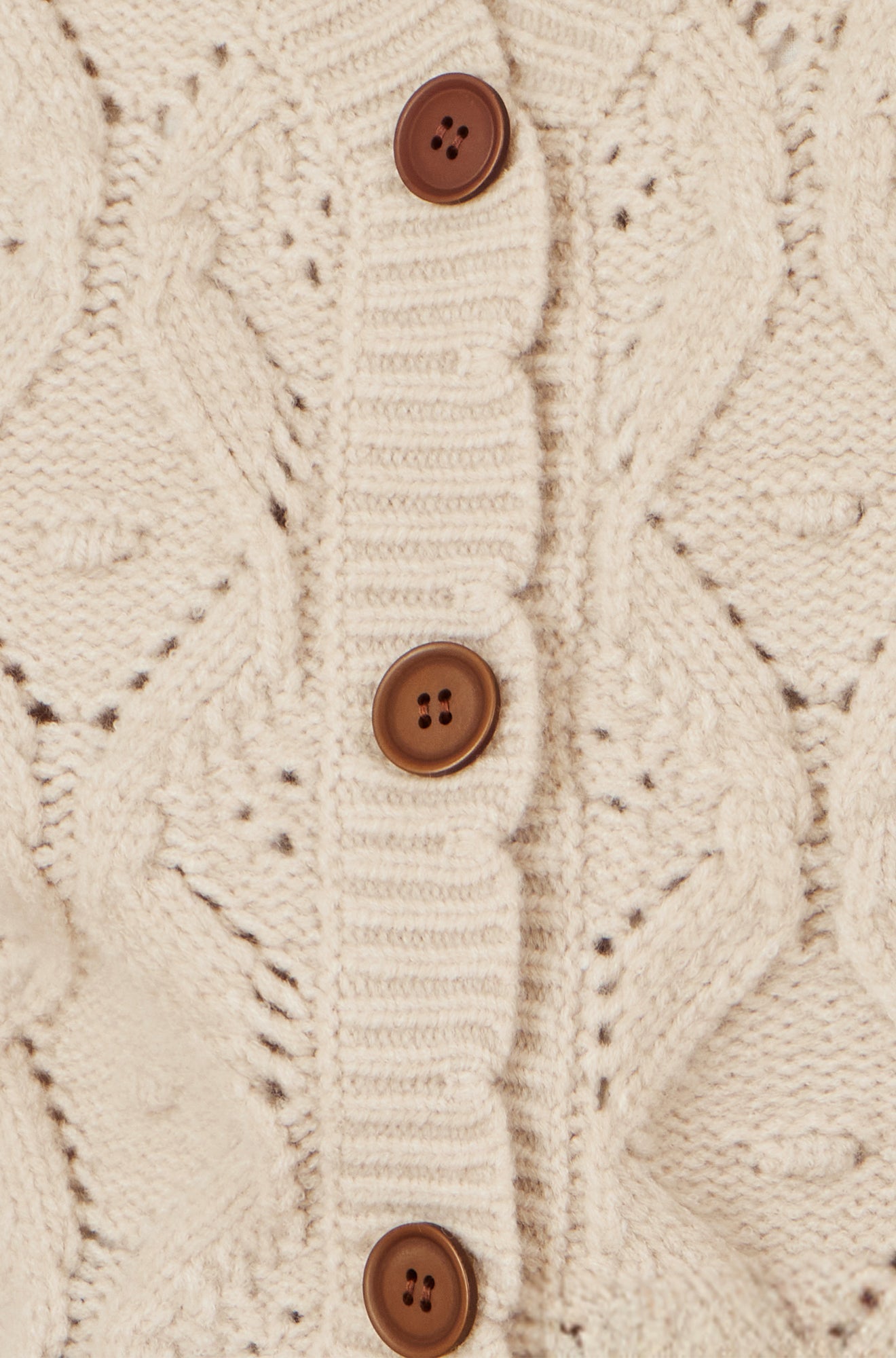 Yumi Oatmeal Button Up Chunky Cable Knit Waistcoat