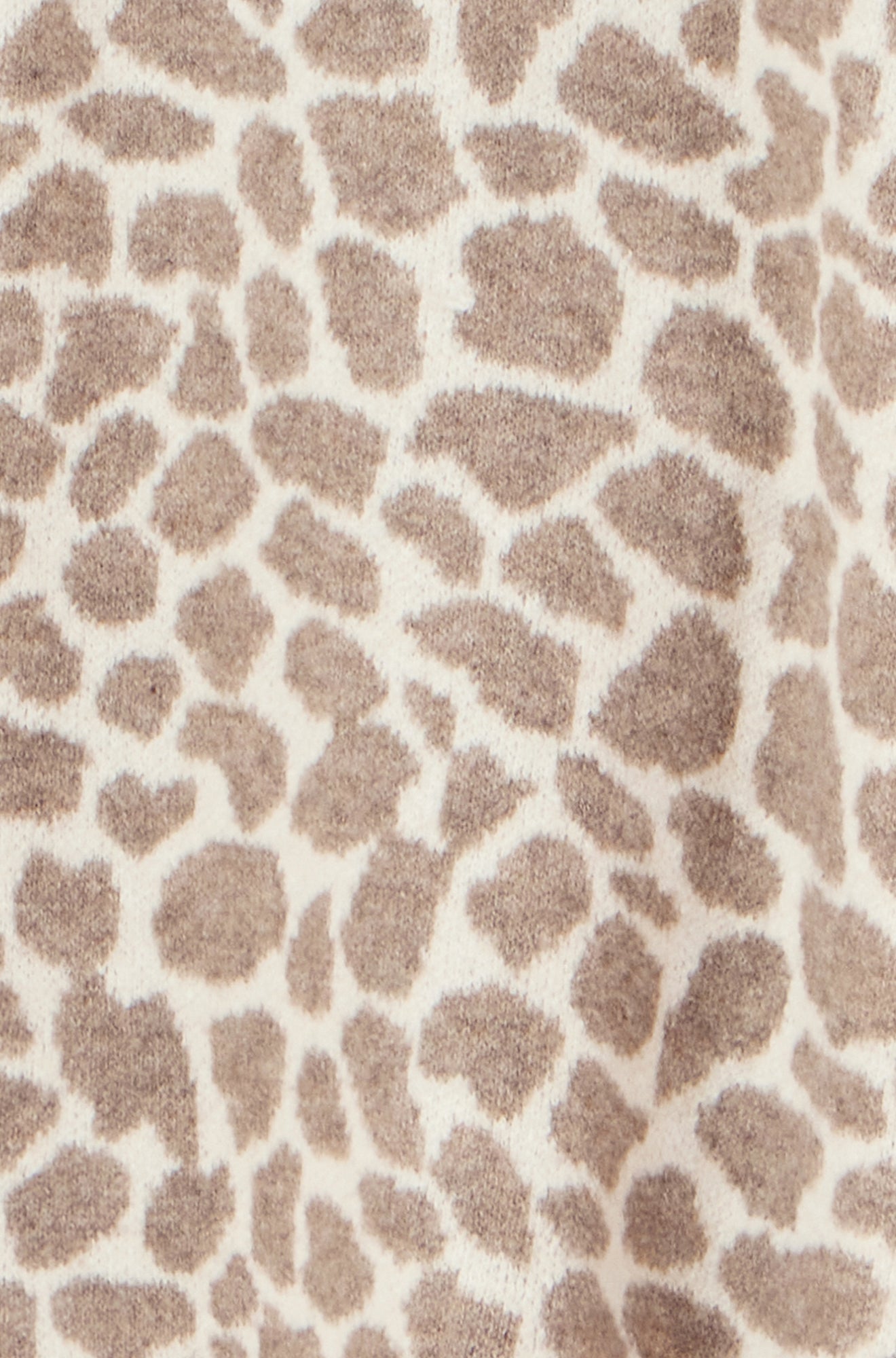 Yumi Beige Animal Print Intarsia Long Cardigan