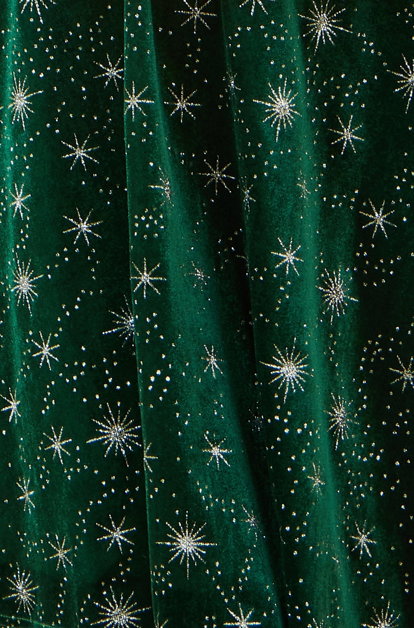 Yumi Green Starburst Foil Print Long Sleeve Skater Dress