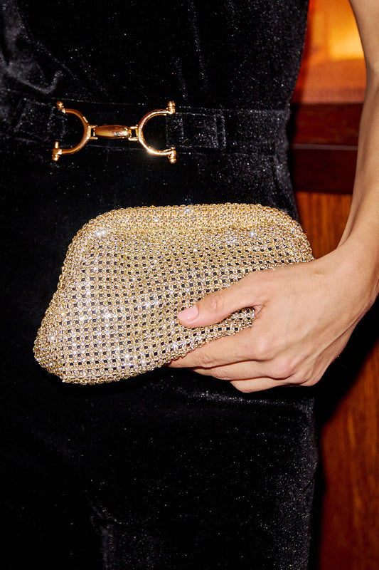 Yumi Gold Rhinestone Clutch Bag