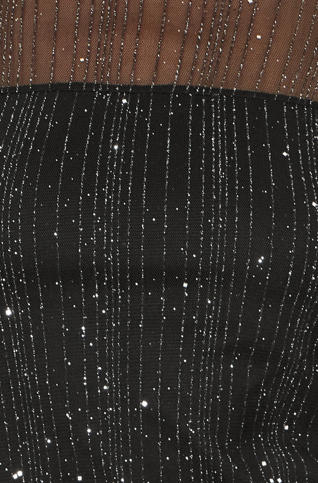 Yumi Black Sparkle Print Mesh Stretch Fitted Top